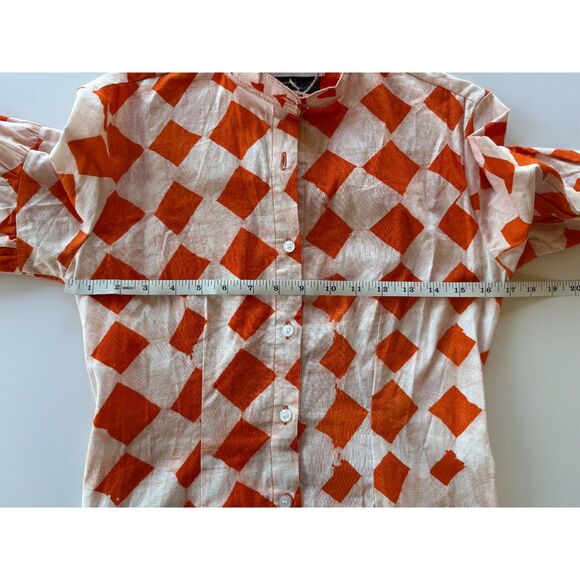 NWT Studio 189 Cotton Maxi Blouson Sleeve Shirt Dress in Orange Size Small - Picture 13 of 15